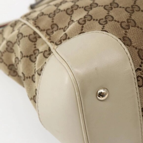 GUCCI GG Canvas Web Sherry Line Tote Bag Beige Red Green 257061 Auth BA6046 - Picture 5 of 16
